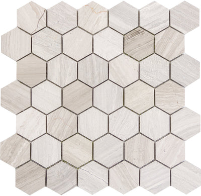 Emser Metro 12" x 12" Gray Hexagon Mix Limestone Mosaic