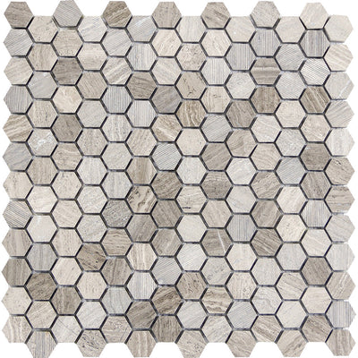 Emser Metro 12" x 12" Cream Mixed Hexagon Limestone Mosaic