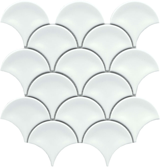 Emser Reward Fan 10" x 11" White Porcelain Mosaic