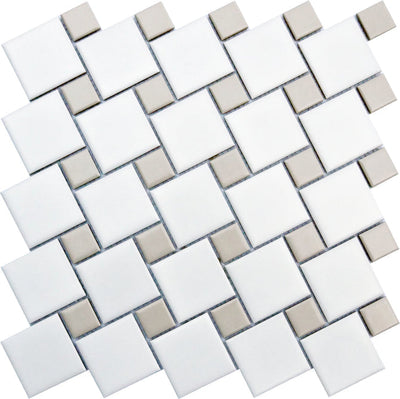 Emser Spin 11" x 11" White | Fawn Porcelain Mosaic