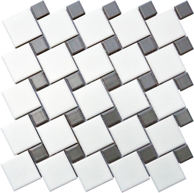 Emser Spin 11" x 11" White | Gray Porcelain Mosaic