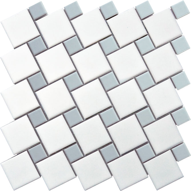 Emser Spin 11" x 11" White | Silver Porcelain Mosaic