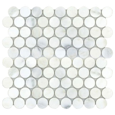 Emser Winter Frost 12" x 12" Winter Frost Penny Round Marble Mosaic