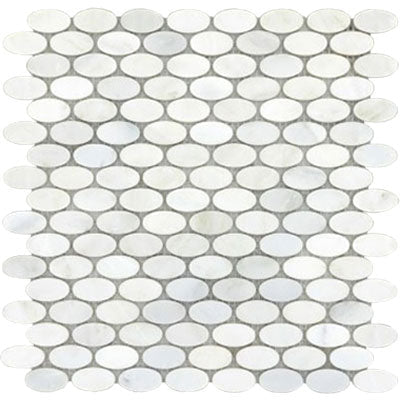 Emser Winter Frost 12" x 12" Winter Frost Oval Marble Mosaic