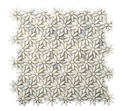 Emser Winter Frost 12" x 13" Winter Frost Daisy Marble Mosaic