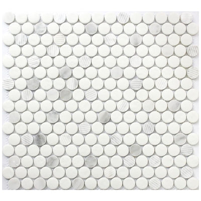 Roca Tile Rockart Penny Round 12" x 12" Natural Stone & Glass Mosaic