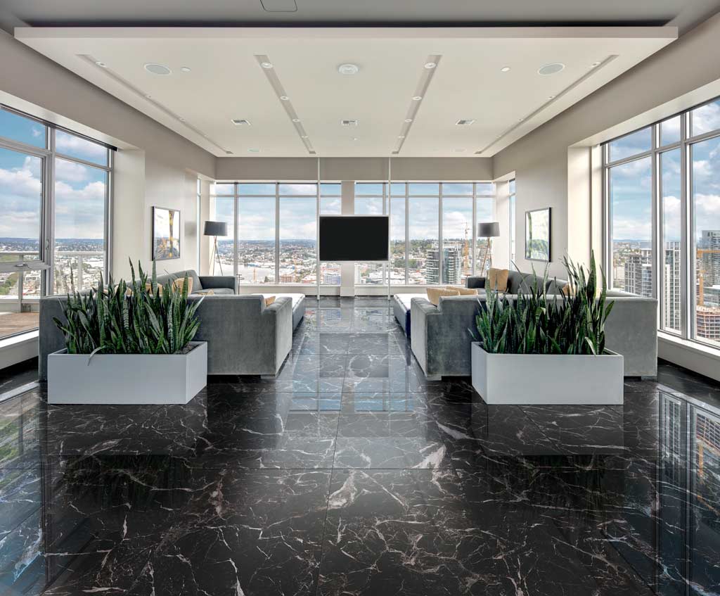 Floors 2000 Marbles Rectified 24" x 24" Porcelain Tile Marmo Nero Polished