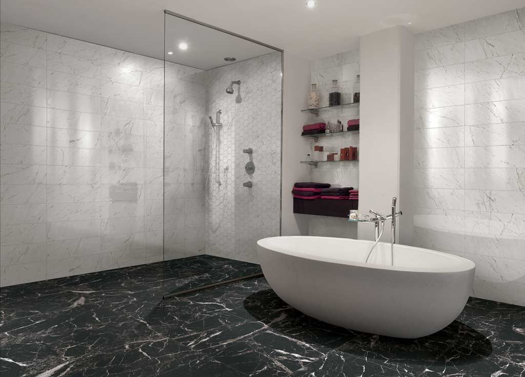 Floors 2000 Marbles Rectified 24" x 48" Porcelain Tile (Special Order) Carrara White Polished