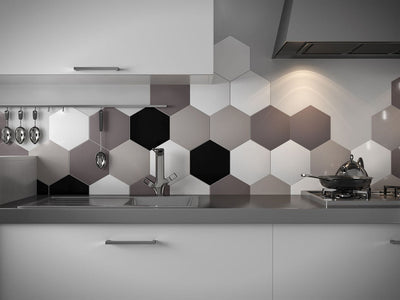 Floors 2000 Solids Hexagon 8.5" x 10" Porcelain Tile Black
