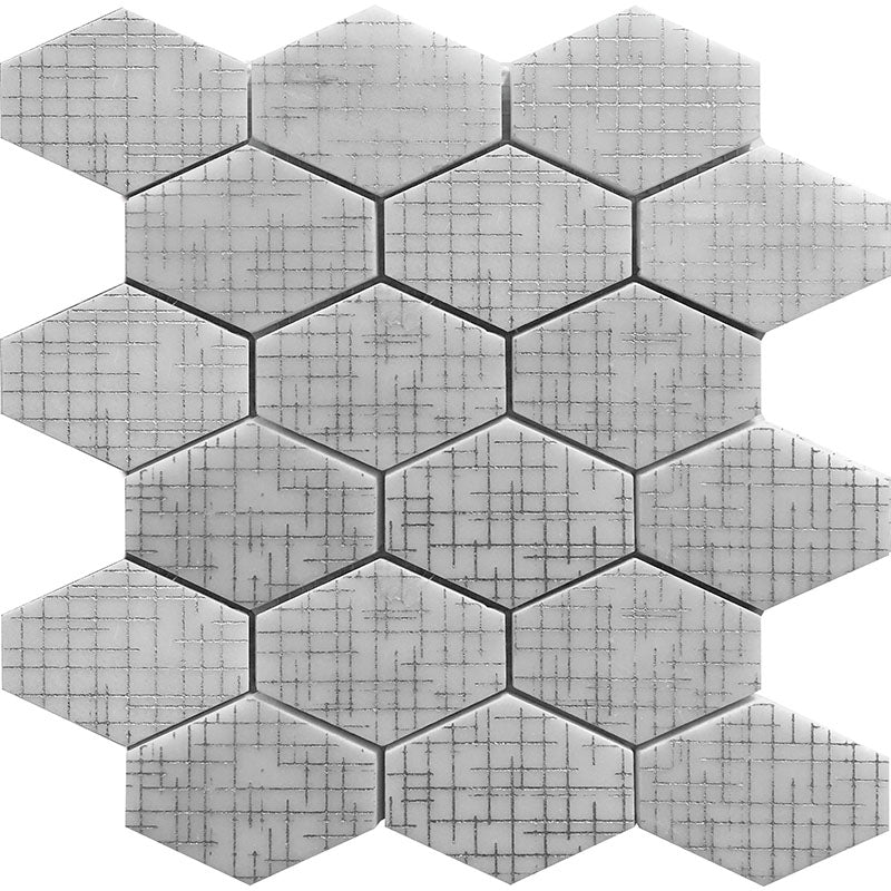 MIR Mosaic Artistic Stone Hexagon 3" 11.6" x 12.6" Natural Stone Mosaic