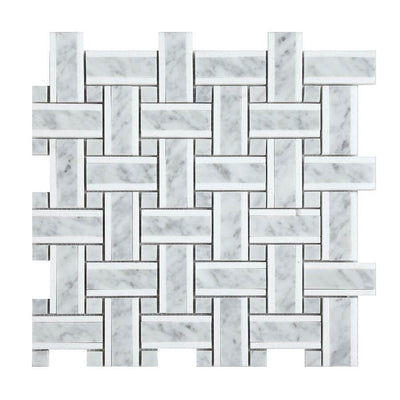 Happy Floors Basketweave 12" x 12" Stone & Glass Mosaic