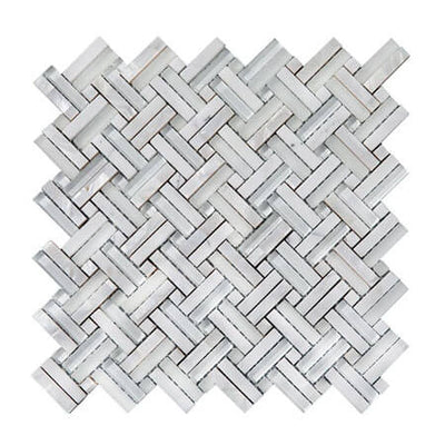 Happy Floors Captiva Double Basketweave 11" x 11" Stone & Glass Mosaic