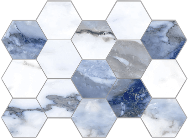 Happy Floors Crash Hexagon 10" x 14" Porcelain Mosaic
