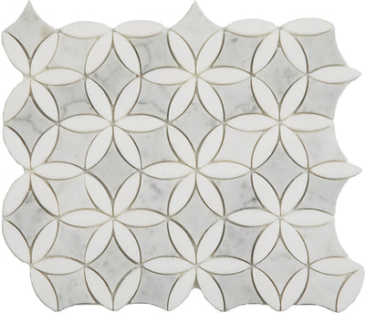 Happy Floors Double-Basketweave Flora 12" x 13" Stone & Glass Mosaic