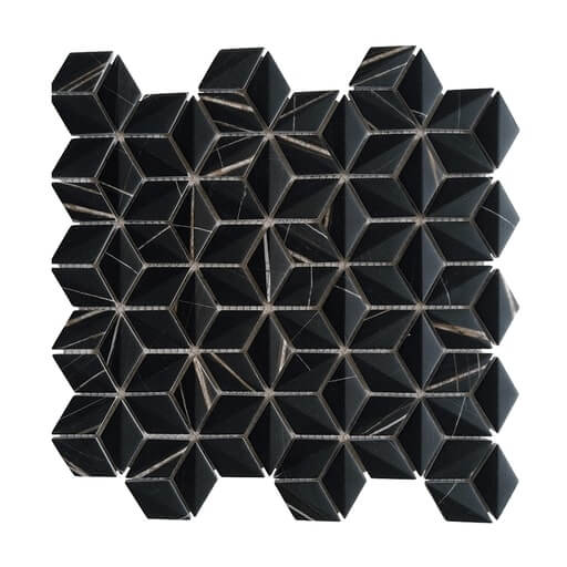 Happy Floors Endura 3D Rhomboid 10.5" x 10.5" Stone & Glass Mosaic