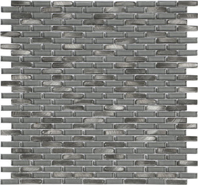 Happy Floors Iridium Mini Brick 11.9" x 12" Marble Mosaic