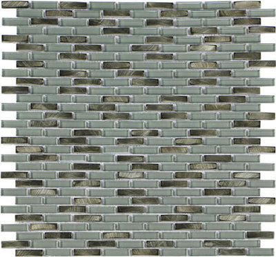 Happy Floors Iridium Mini Brick 11.9" x 12" Marble Mosaic
