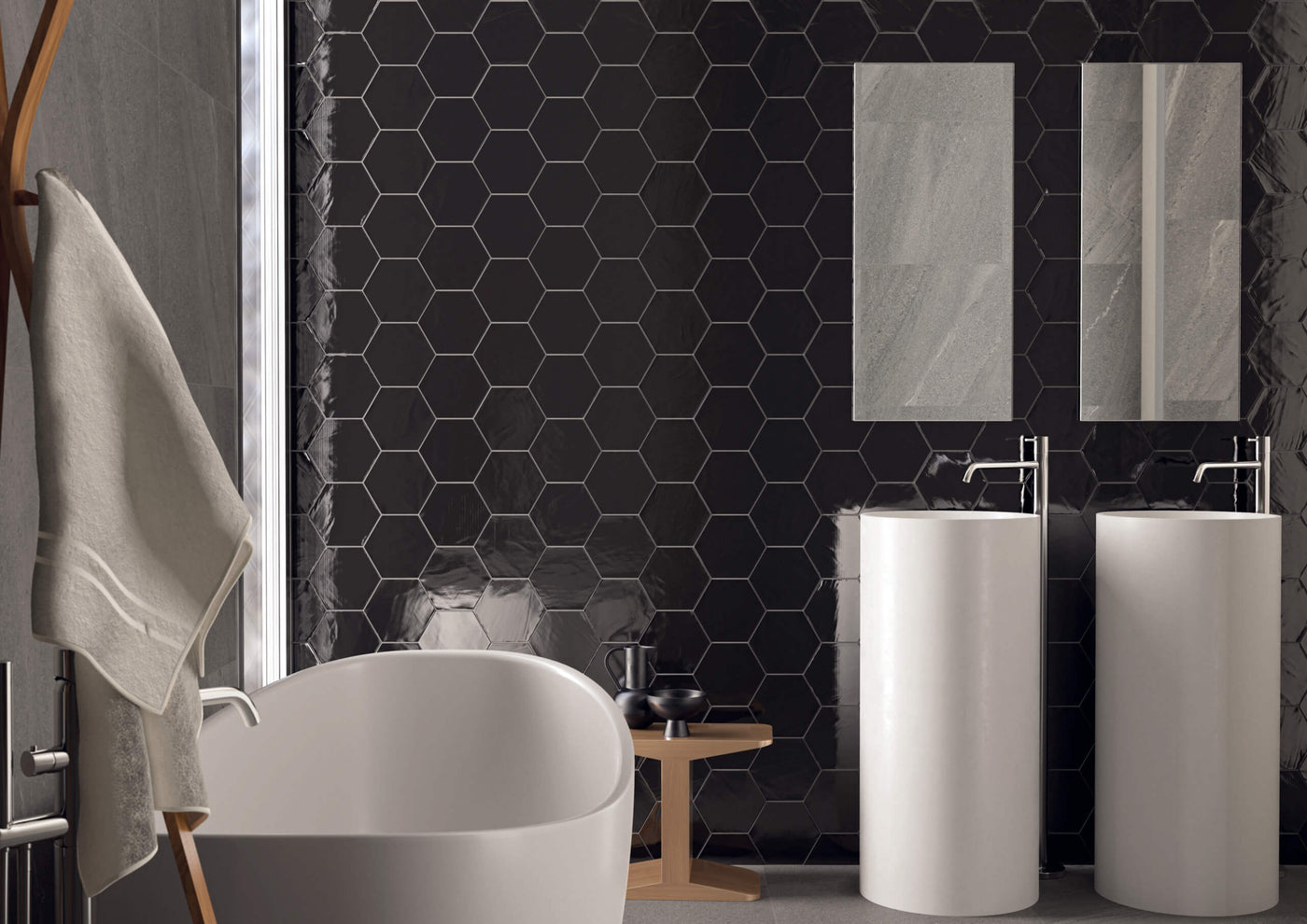 Happy Floors Monochrome Hexagon 6" x 7" Ceramic Tile