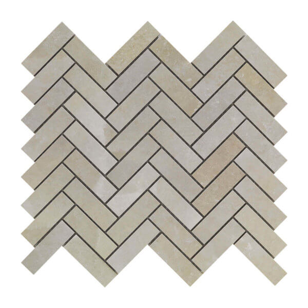 Happy Floors Salt Stone Herringbone 11" x 13" Porcelain Mosaic