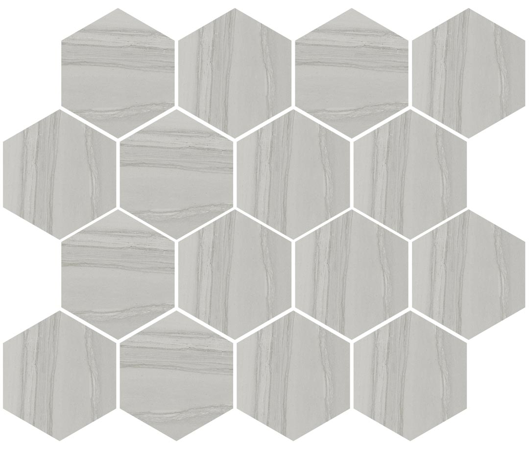 Happy Floors Silver Hexagon 12" x 14" Porcelain Mosaic