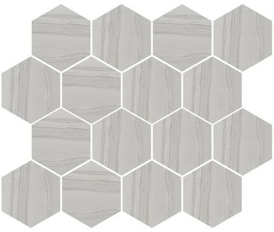 Happy Floors Silver Hexagon 12" x 14" Porcelain Mosaic