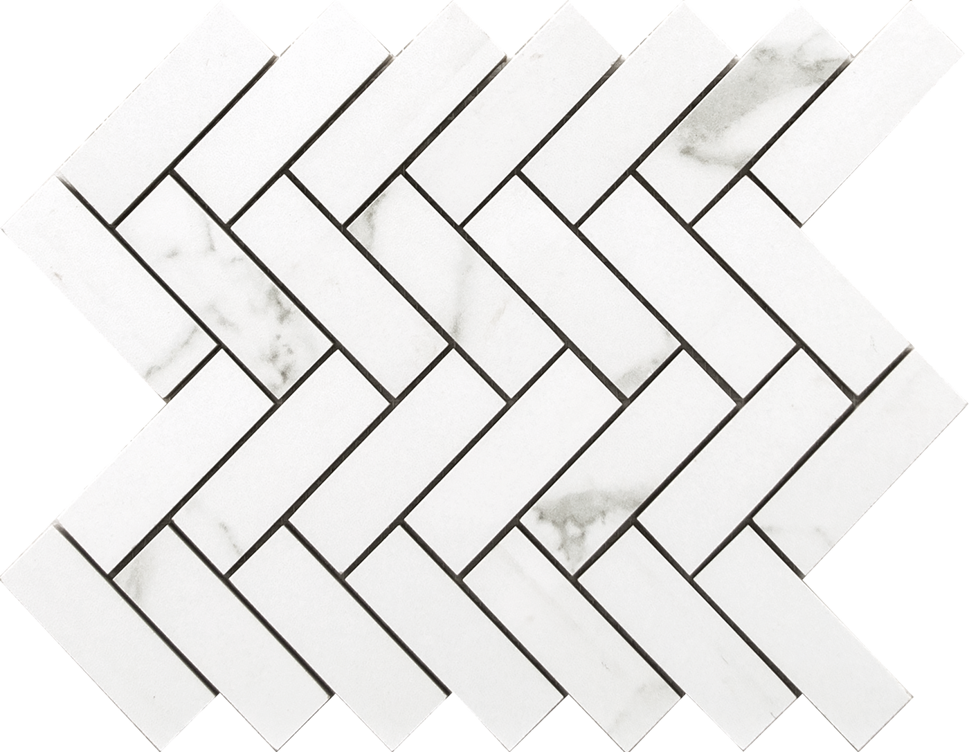Happy Floors Statuario Herringbone 9" x 12" Porcelain Mosaic