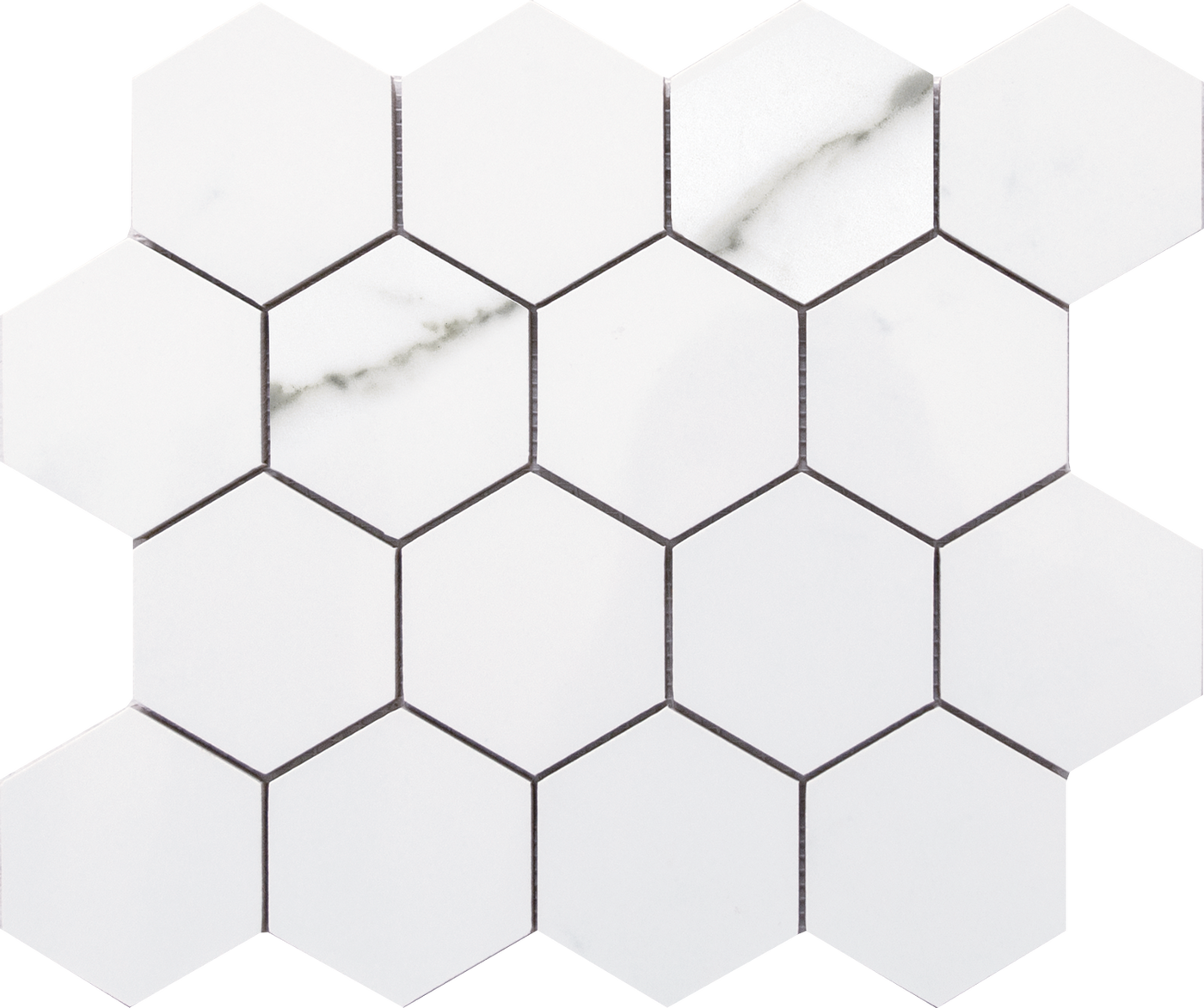Happy Floors Statuario Large Hexagon 11" x 13" Porcelain Mosaic