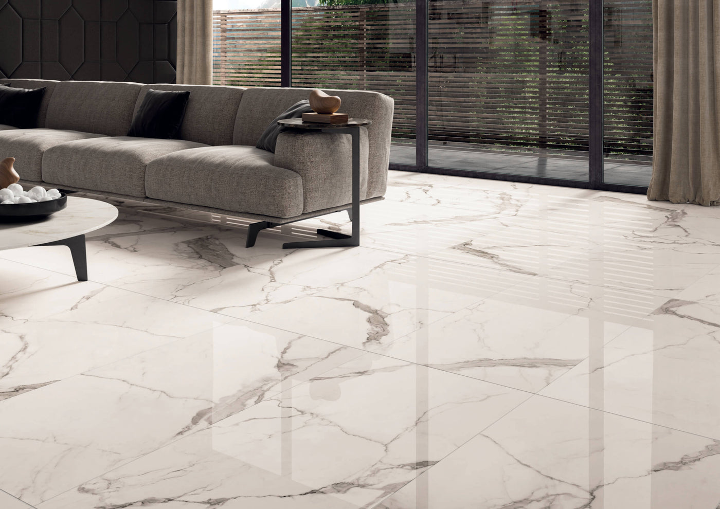 Happy Floors Statuario Luxe 48" x 48" Porcelain Tile