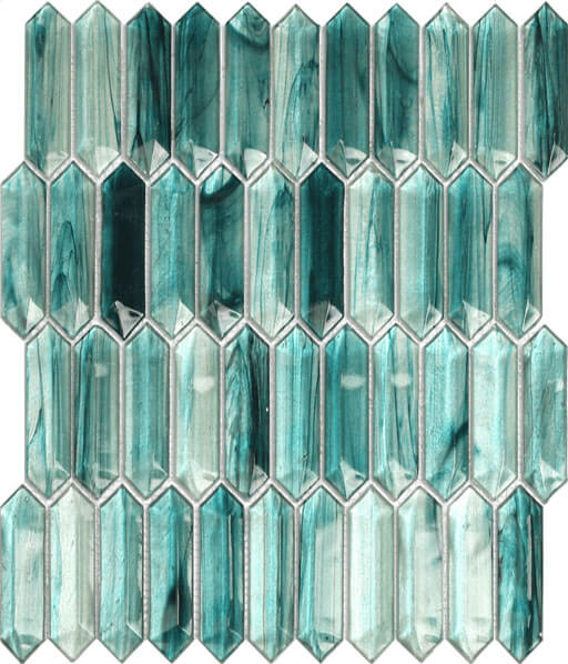 Happy Floors Tortuga Picket 11.6" x 13.7" Marble Mosaic
