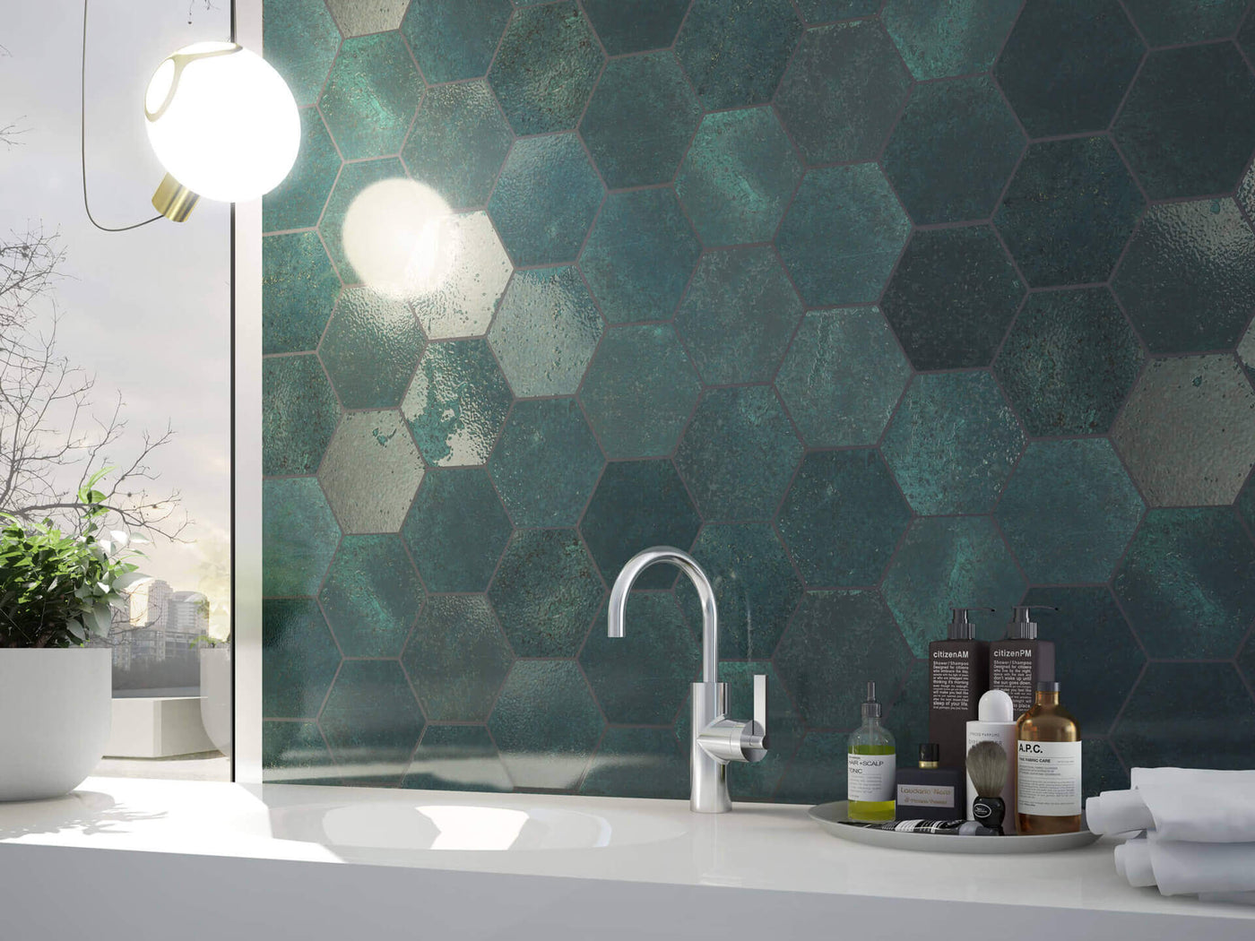 Happy Floors Vibrant Hexagon 5" x 6" Porcelain Tile