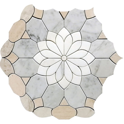 MIR Mosaic Waterjet 10.4" x 12" Limestone Mosaic