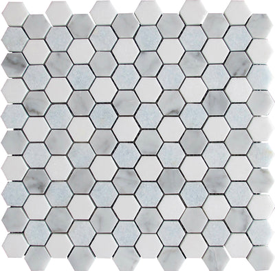 MIR Mosaic Mykonos Hexagon 1 x 1 11.2" x 11.8" Marble Mosaic