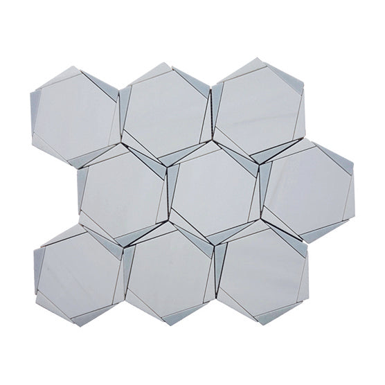 MIR Mosaic Mykonos Hexagon 4 x 4 12.9" x 14.9" Marble Mosaic