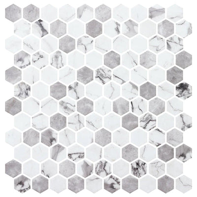 Ottimo Ceramics Marmoreal Hexagon 12" x 12" Recycled Glass Mosaic