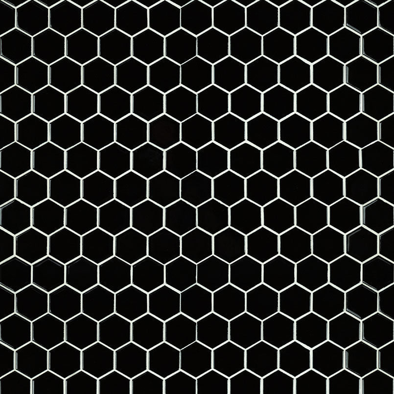 MS International Backsplash Hexagon 2" 12" x 13" Black Matte Porcelain Mosaic