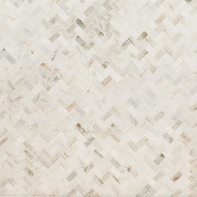 MS International Backsplash Tile 1 x 2 Herringbone 11.63" x 11.63" Marble Mosaic