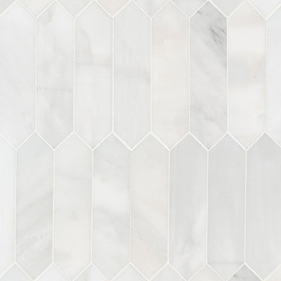 MS International Backsplash Tile Picket 3 x 12 11" x 12" Arabescato Venato White Marble Mosaic