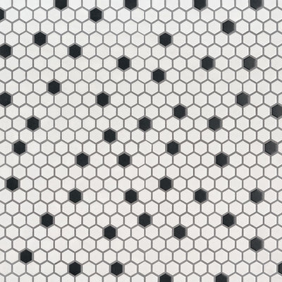 MS International Domino Hexagon 1" 10.4" x 11.7" Porcelain Mosaic