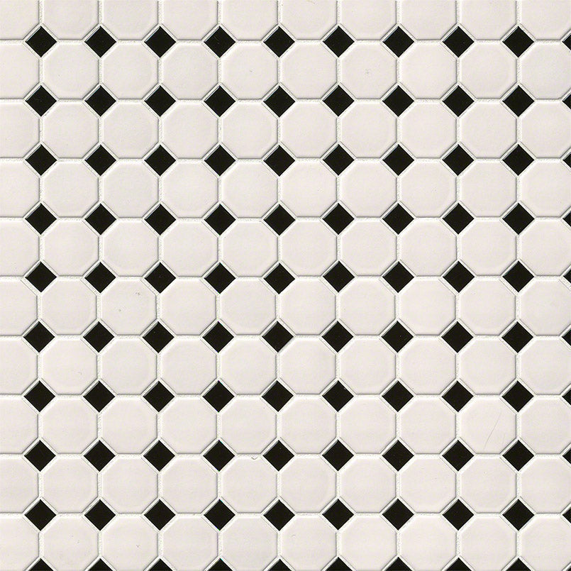 MS International Domino Octagon 12" x 12" White & Gray Porcelain Mosaic