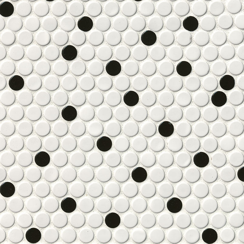 MS International Domino Penny Round 12" x 13" Porcelain Mosaic