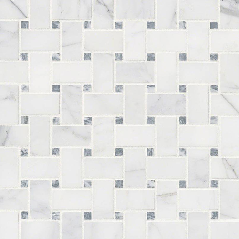 MS International Marble Basketweave 12" x 12" Greecian White Marble Mosaic