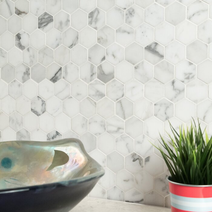 MS International Pietra Hexagon 12" x 12" Carrara Porcelain Mosaic