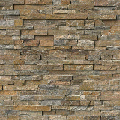 MS International RockMount Stacked Stone Panels Quartzite 6" x 24" Malibu Gold Quartzite Tile