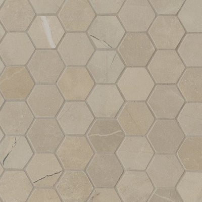 MS International Sande Hexagon 12" x 12" Cream Matte Porcelain Mosaic