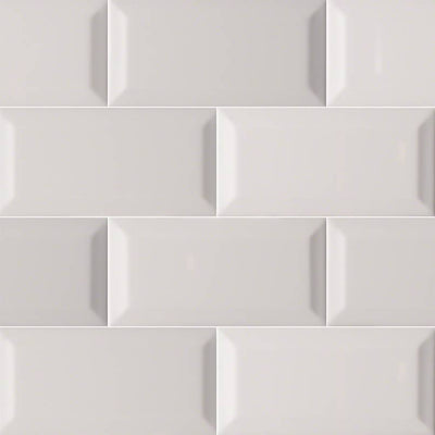 MS International Subway Tile 3" x 6" White Beveled Ceramic Tile