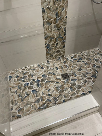 MIR Mosaic Nantucket Hexagon 3 x 3 10.2" x 11.7" Recycled Glass Mosaic