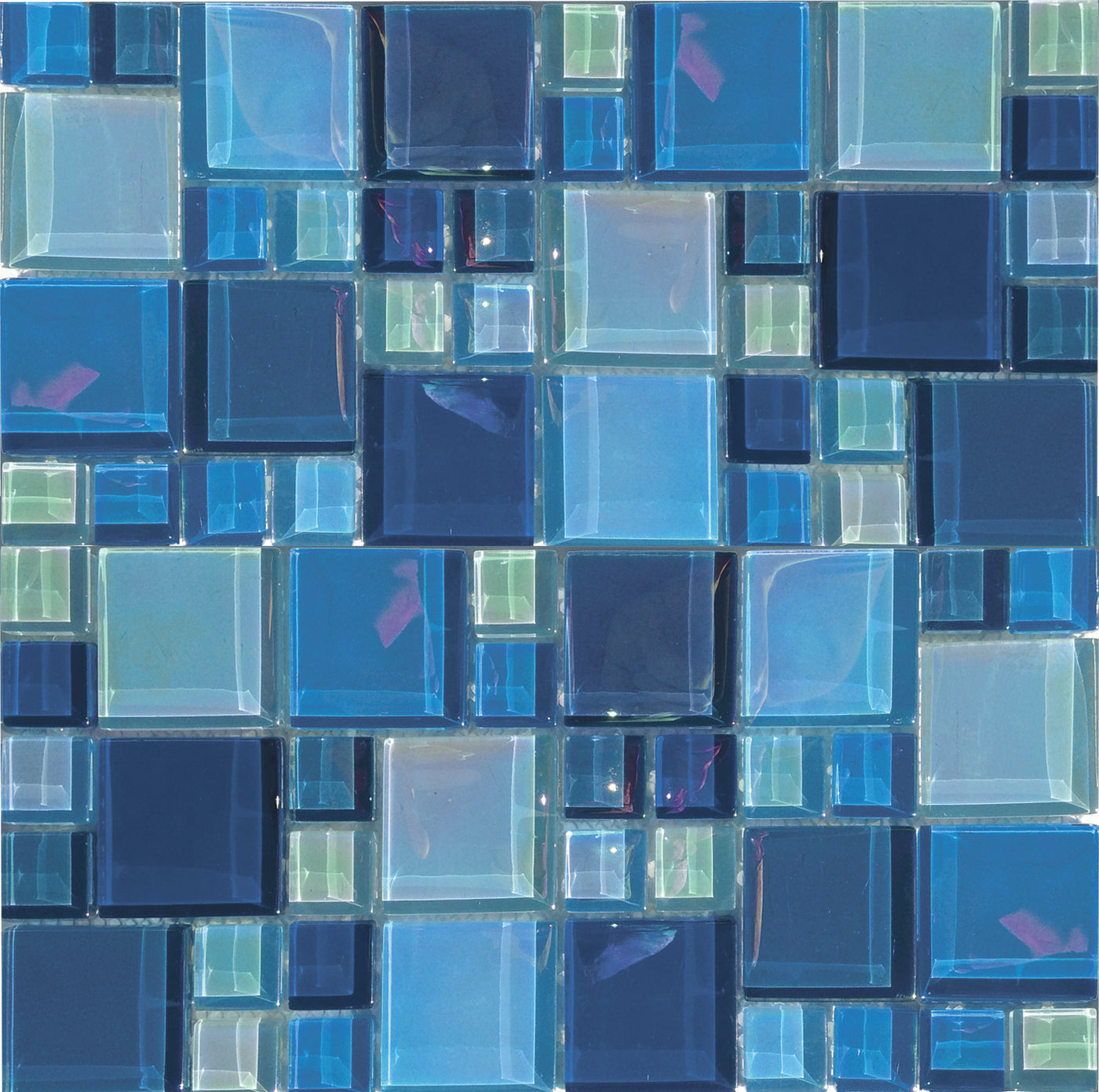 QDI Surfaces Luxe Aqua Random 12" x 12" Glass Mosaic