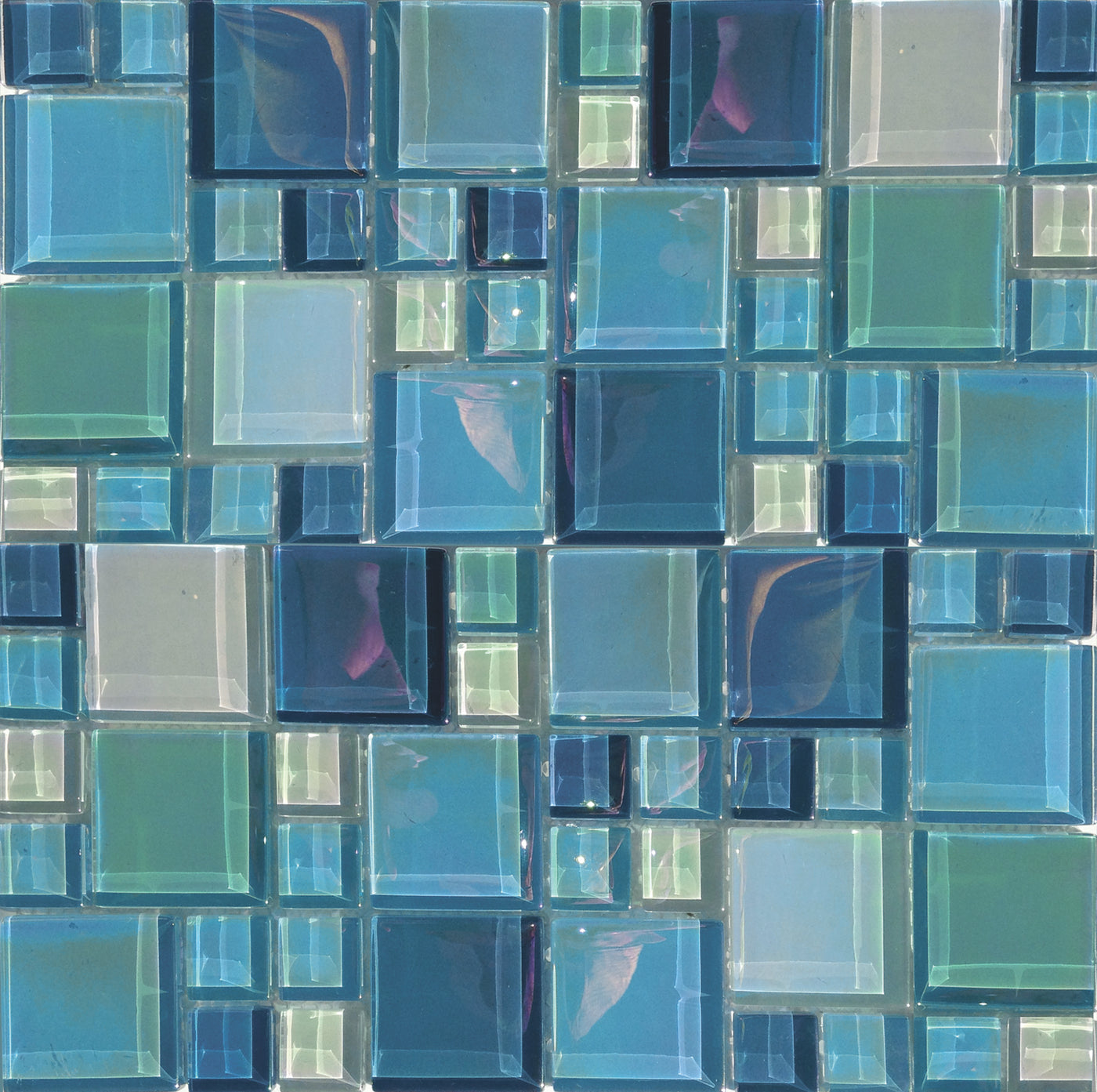 QDI Surfaces Luxe Aqua Random 12" x 12" Glass Mosaic