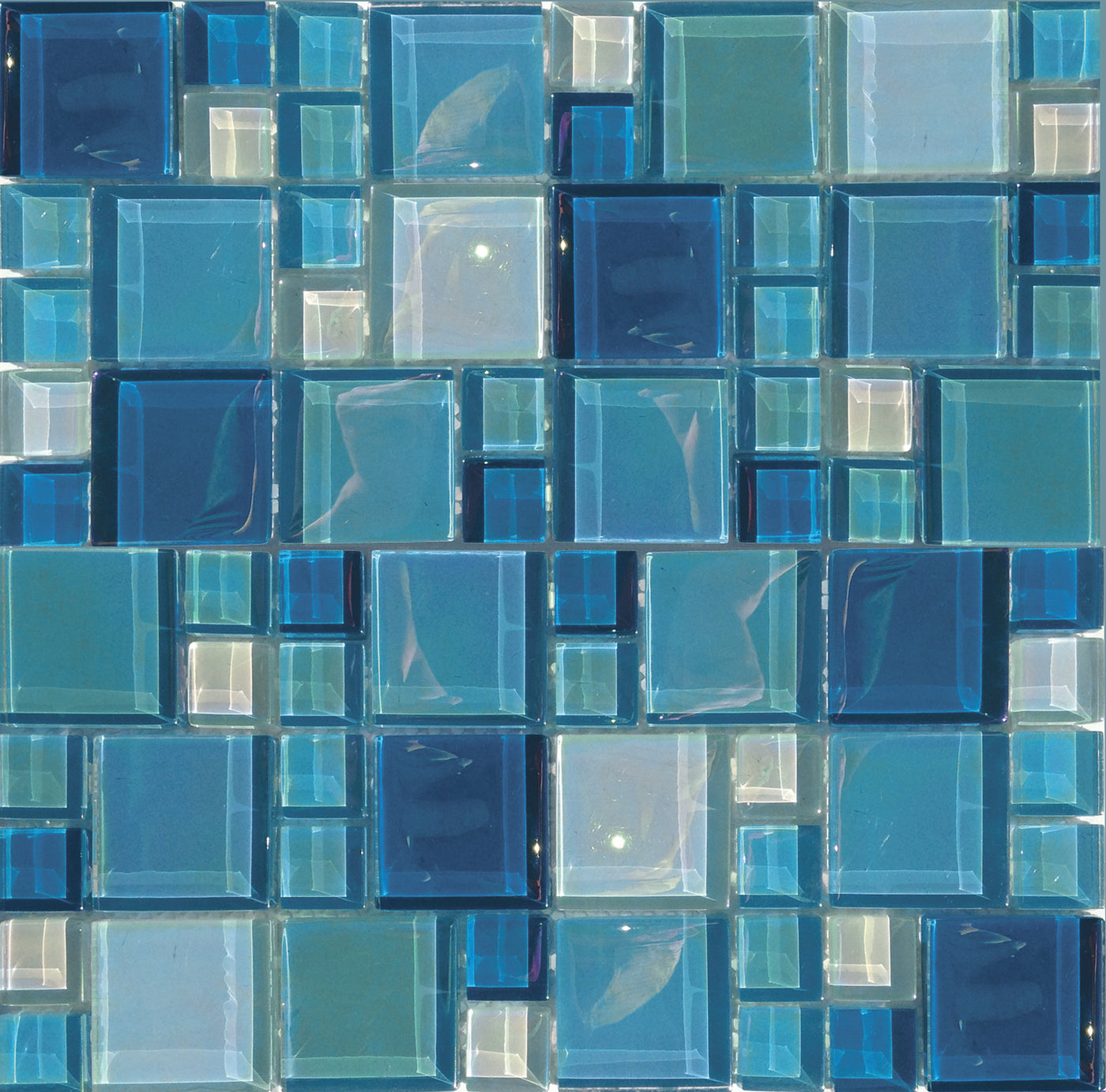 QDI Surfaces Luxe Aqua Random 12" x 12" Glass Mosaic