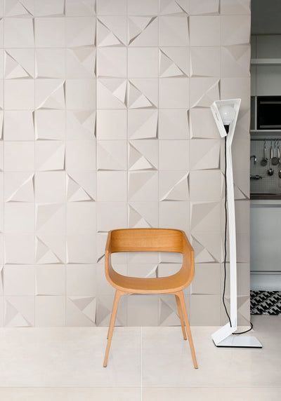 Ottimo Ceramics 3D Tangram Rampa 8" x 8" Ceramic Tile Blanco